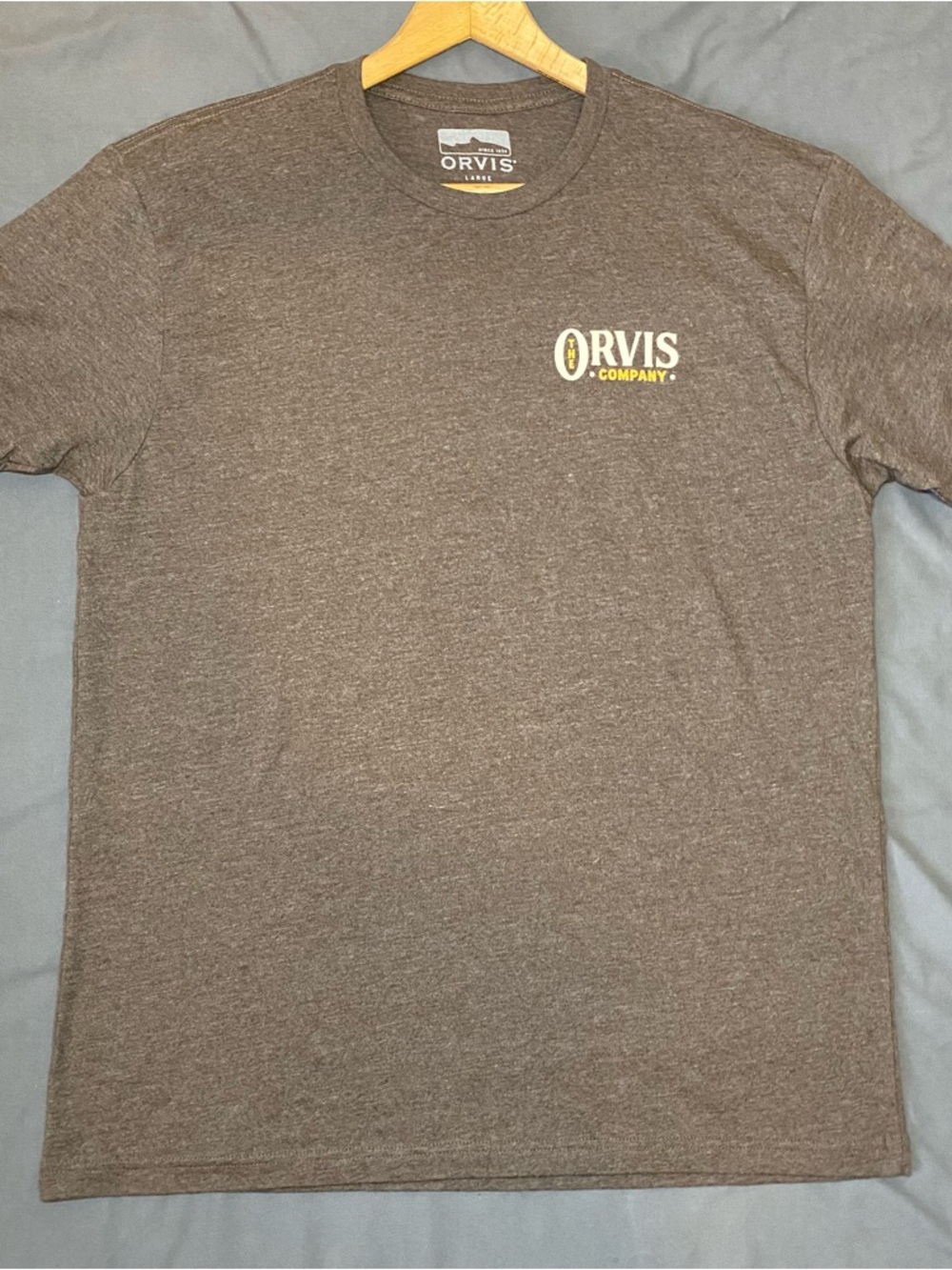 Orvis Graphic T-Shirt Men’s L Brown Logo Fishing Outdoors Tee Dog